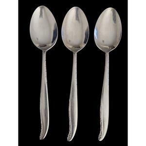 Japan Stainless Steel Vine Edge Pattern Tablespoons Set of 3 Vintage Flatware